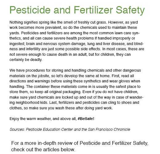 Pesticide and Fertilizer Safety HUNTER ROBERTS CONSTRUCTION GROUP
